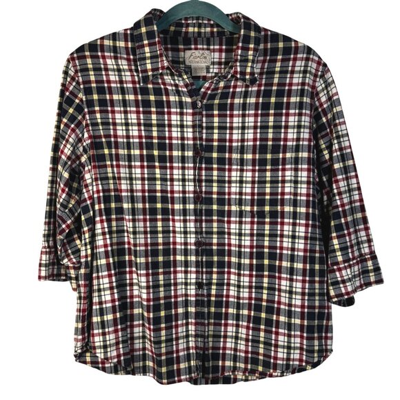 Fiorini International Womens Plaid Cotton Casual Button-Up Shirt SZ Large - Picture 1 of 7